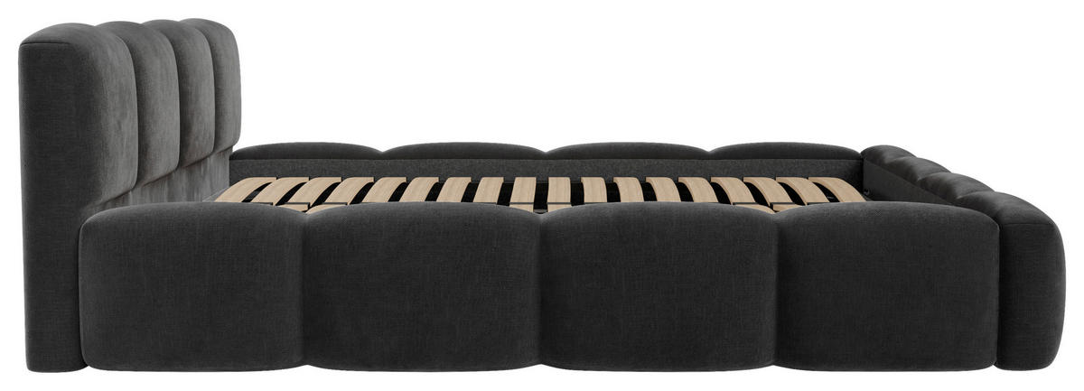POLSTERBETT Lattenrost, Bettkasten 180/200 cm  in Schwarz  - Schwarz, Design, Holz/Textil (180/200cm) - Boxxx