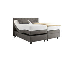 BOXSPRINGBETT 180/200 cm,  in Dunkelgrau, gepolstertes Kopfteil, motorische Verstellbarkeit, Matratzen, H2 + H3 = mittel + fest  - Dunkelgrau/Schwarz, Design, Kunststoff/Textil (180/200cm) - RUF Betten
