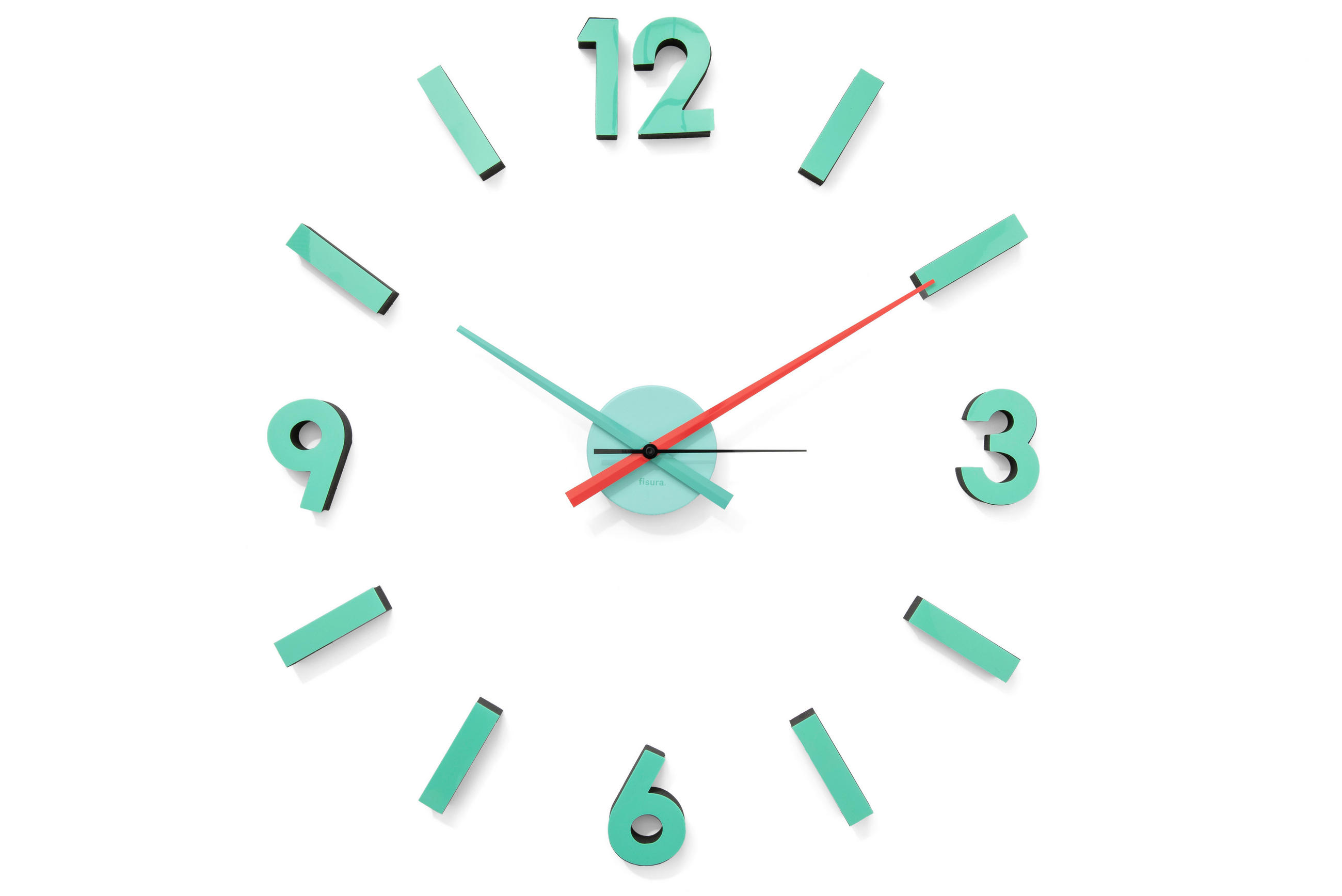 UHR Orange, Türkis, Pastellblau  - Türkis/Pastellblau, Design, Kunststoff/Metall (43.5/11.5/9cm)