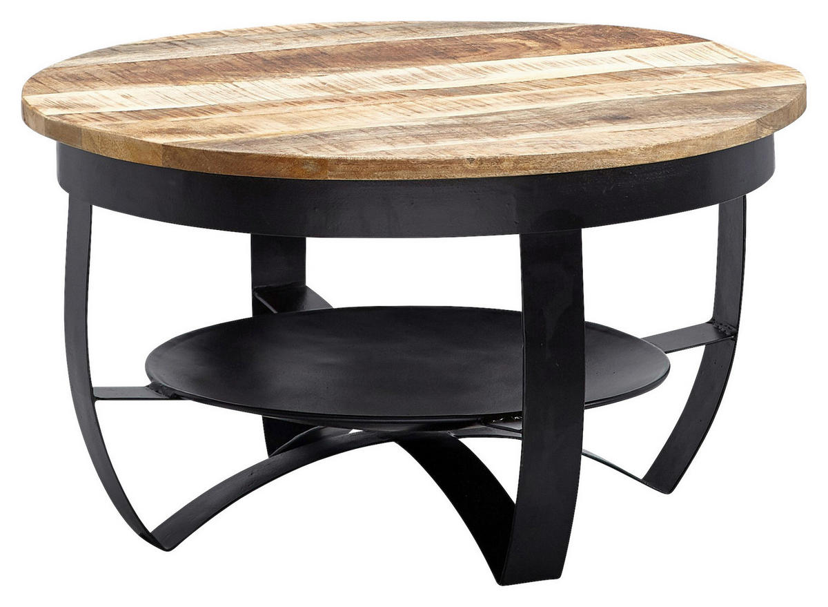 KLUB STOLIĆ smeđa  drvo  - crna/smeđa, Moderno, drvo/metal (60/60/34cm) - MID.YOU