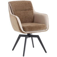 ARMLEHNSTUHL  in Eisen Chenille, Jacquard  - Schwarz/Braun, MODERN, Textil/Metall (62/92/68cm) - Livetastic