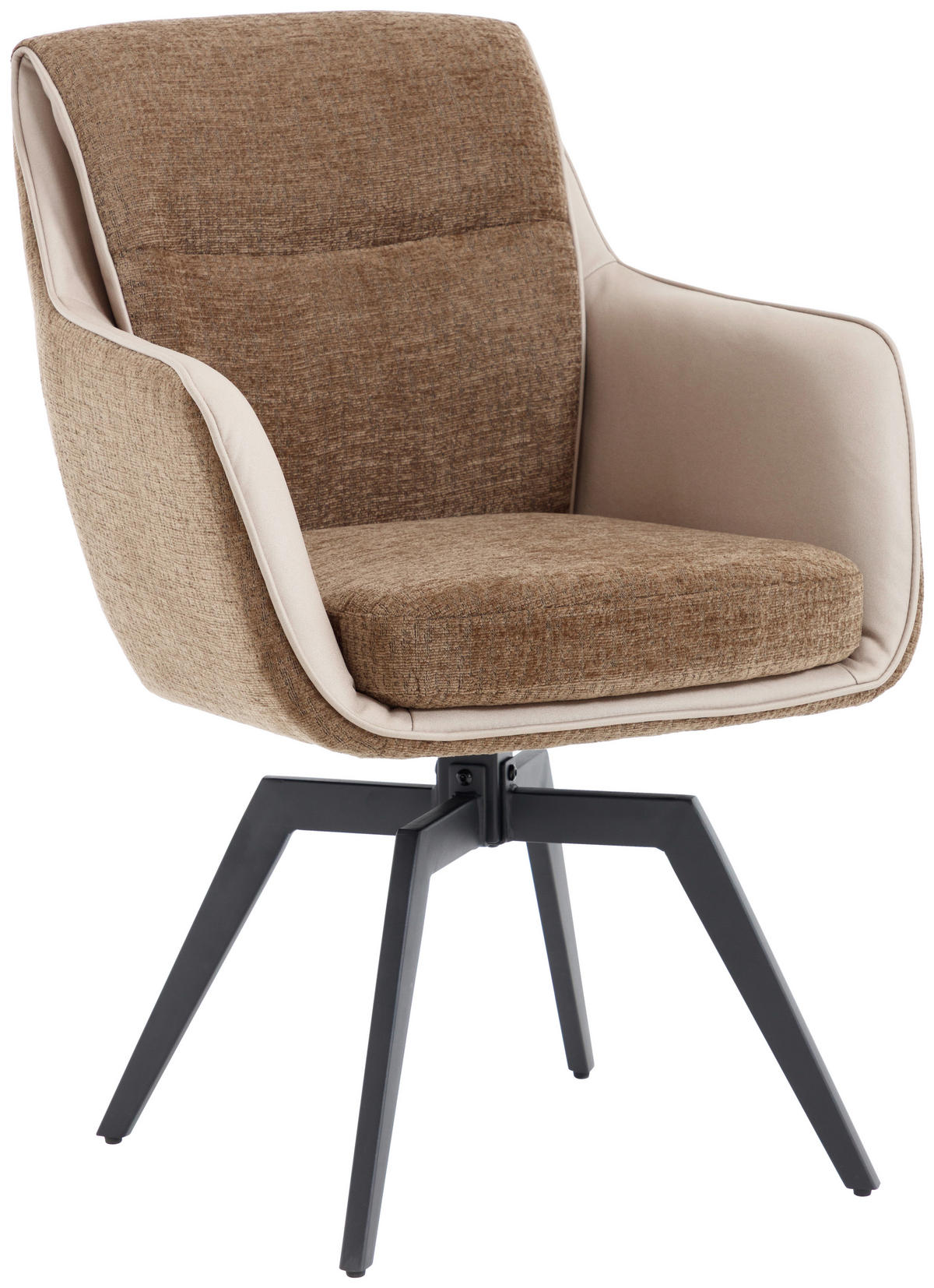 ARMLEHNSTUHL  in Eisen Chenille, Jacquard  - Schwarz/Braun, MODERN, Textil/Metall (62/92/68cm) - Livetastic