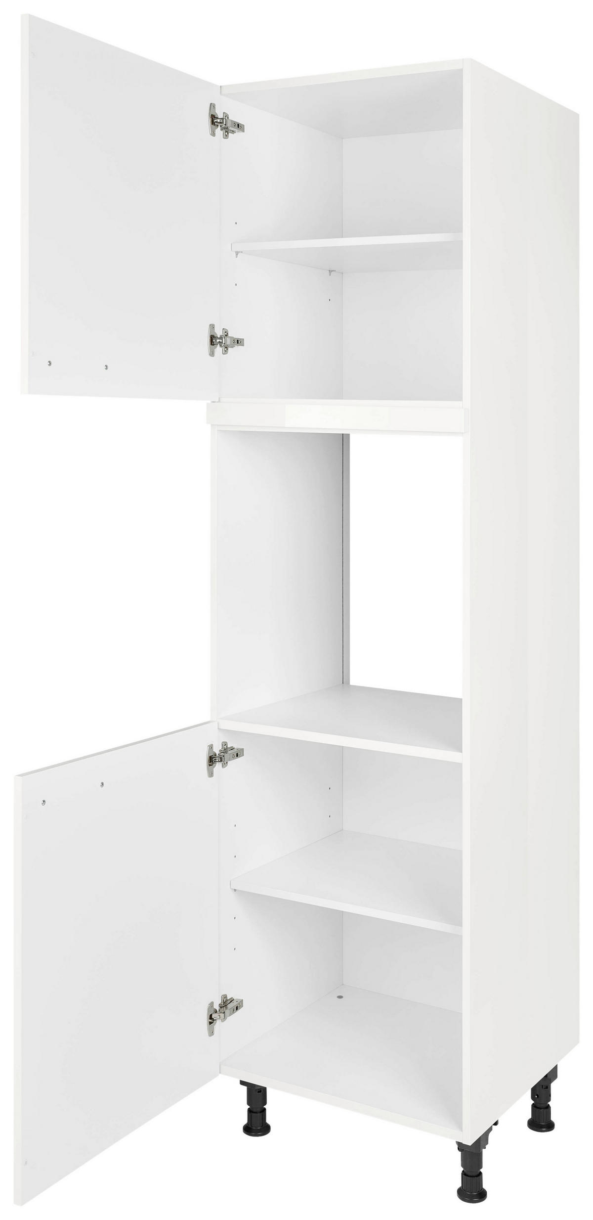 GERÄTEUMBAUSCHRANK 60/216,6/58 cm  in Weiß Hochglanz  - Edelstahlfarben/Weiß Hochglanz, MODERN, Holzwerkstoff/Metall (60/216,6/58cm) - Nobilia