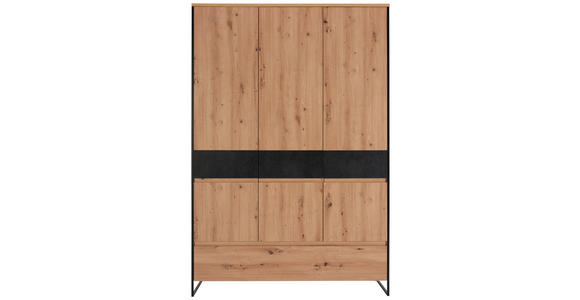 BABYKLEIDERSCHRANK Yunai  - Eichefarben/Anthrazit, Trend, Holzwerkstoff (140/209,7/55,2cm) - My Baby Lou