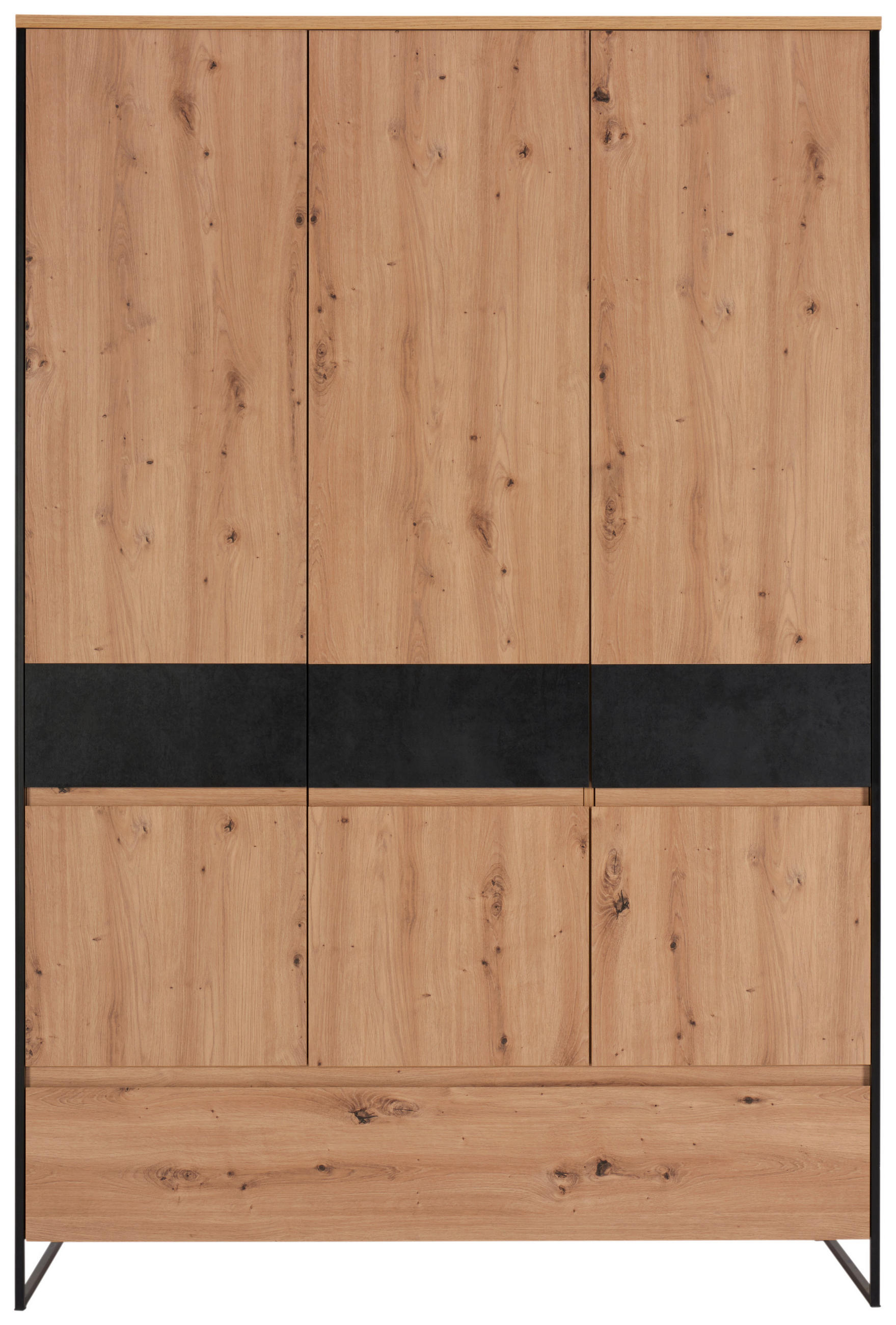BABYKLEIDERSCHRANK Yunai  - Eichefarben/Anthrazit, Trend, Holzwerkstoff (140/209,7/55,2cm) - My Baby Lou