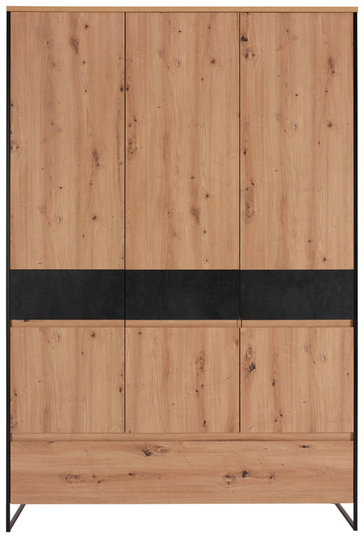 BABYKLEIDERSCHRANK Yunai Anthrazit, Eichefarben  - Eichefarben/Anthrazit, Trend, Holzwerkstoff (140/209,7/55,2cm) - My Baby Lou