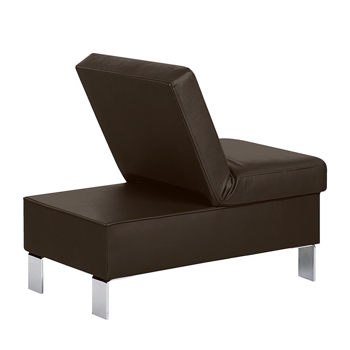 HOCKER in Leder Dunkelbraun  - Chromfarben/Dunkelbraun, Design, Leder/Metall (91/44/57cm) - Livetastic