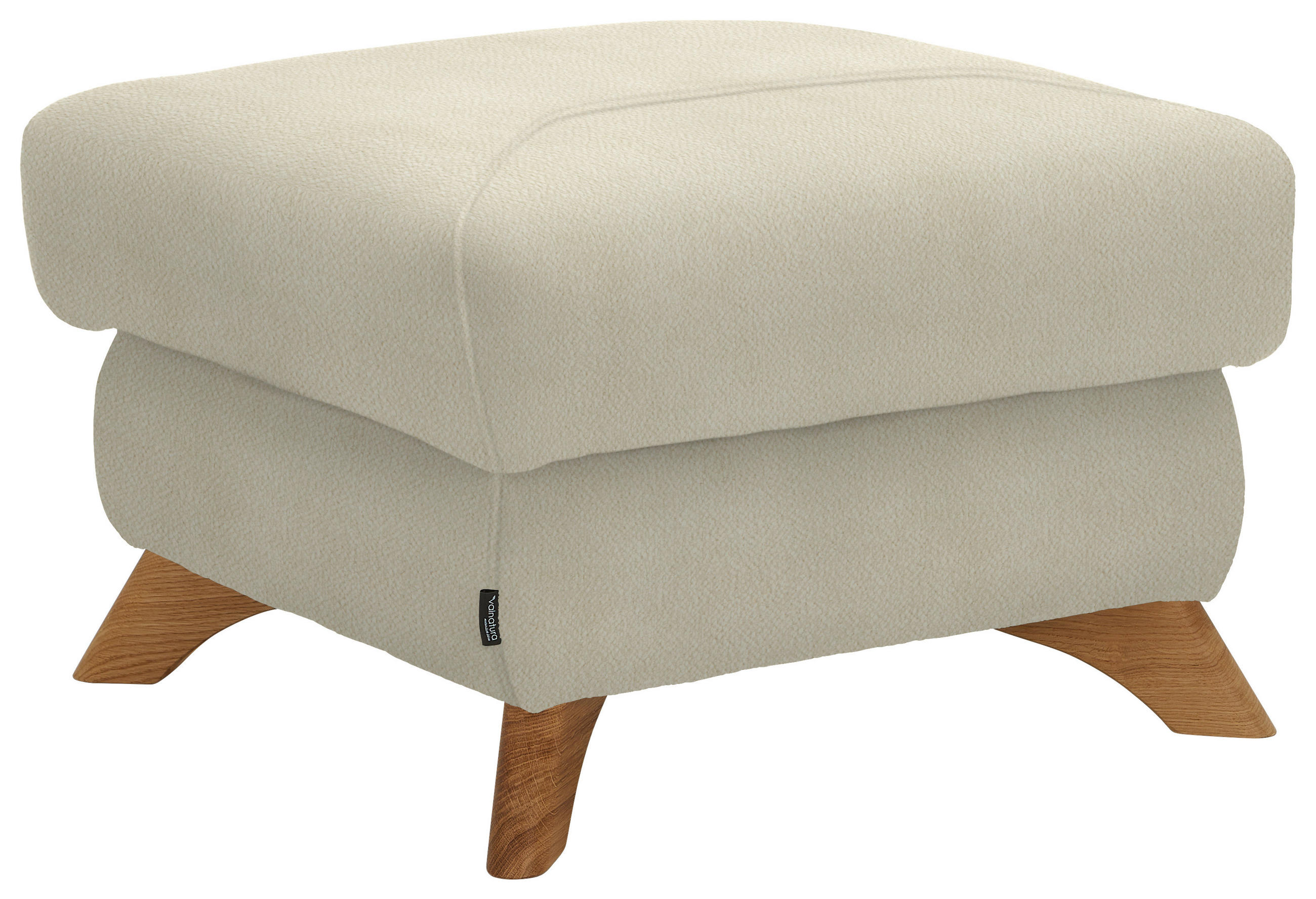 HOCKER in Textil Creme  - Eichefarben/Creme, Modern, Holz/Textil (65/47/65cm) - Valnatura