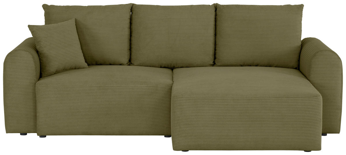 ECKSOFA in Cord Olivgrün  - Olivgrün, Design, Textil (250/151cm) - MID.YOU