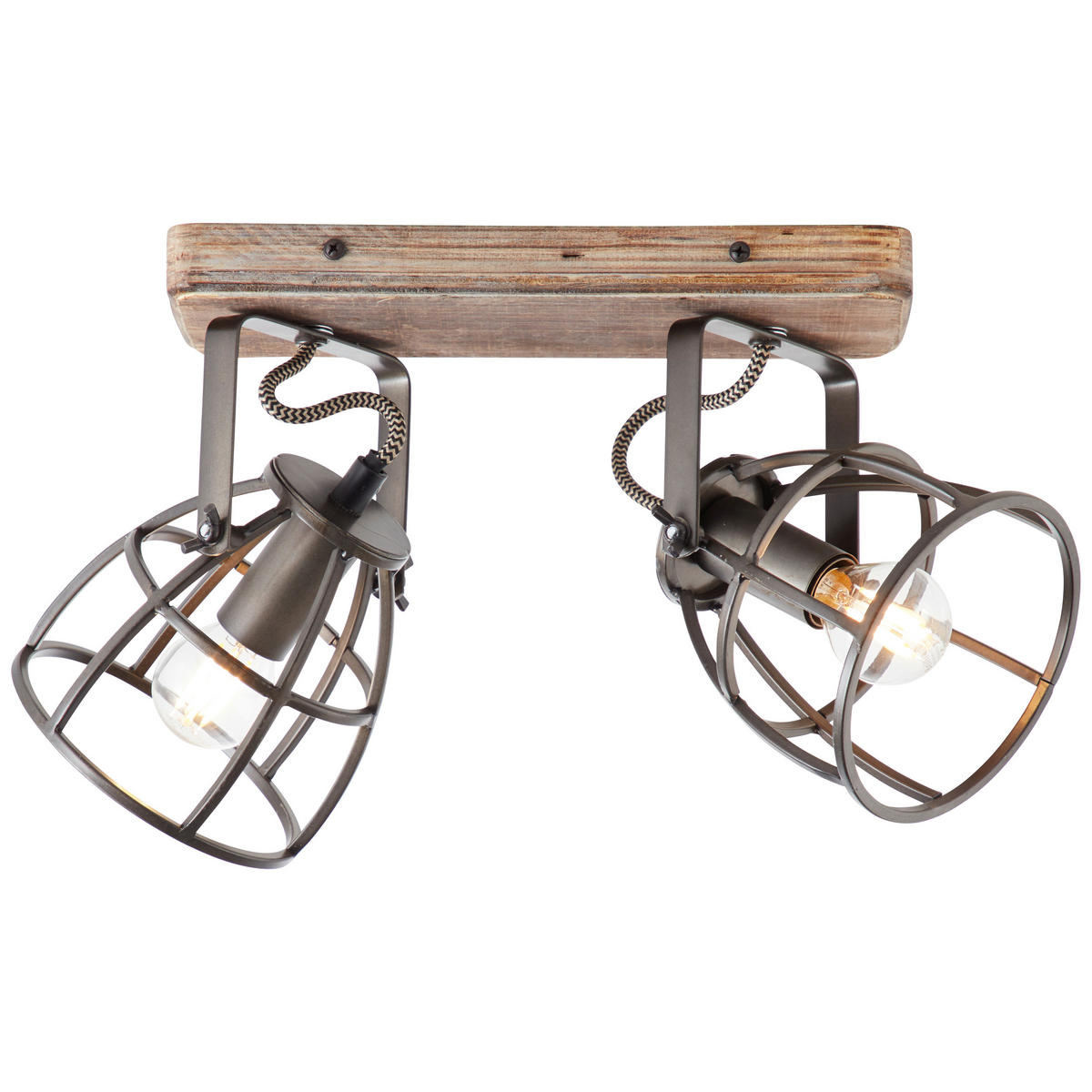 DECKENLEUCHTE Matrix   - Hellbraun/Schwarz, Natur, Holz/Metall (18/29/16cm) - Brilliant