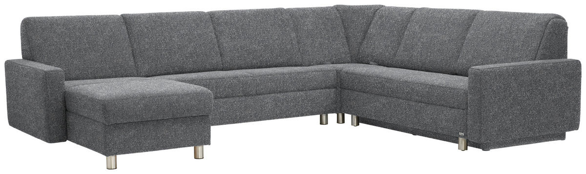 WOHNLANDSCHAFT  in Mikrovelours Grau  - Alufarben/Grau, KONVENTIONELL, Kunststoff/Textil (158/322/236cm) - Sedda