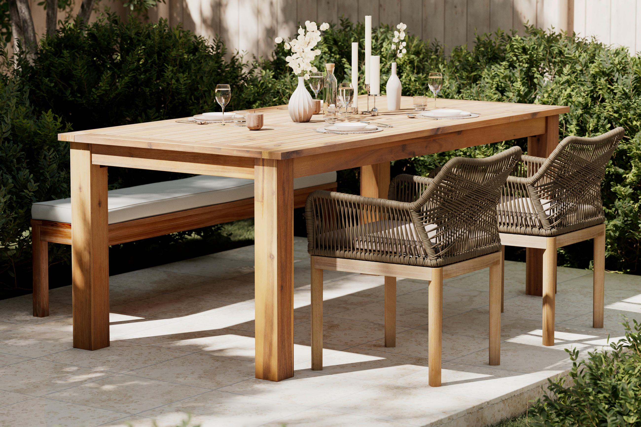GARTENSESSEL Holz, Metall, Kunststoff, Textil Hellgrau, Teakfarben  - Hellgrau/Teakfarben, MODERN, Holz/Kunststoff (58/64/81cm) - Ambia Garden