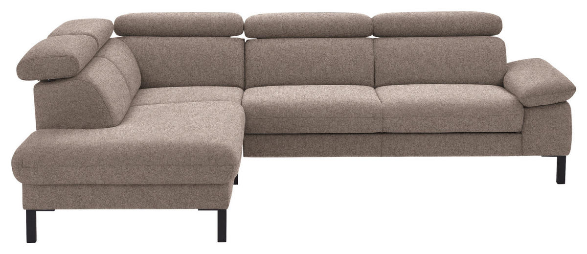 ECKSOFA Flachgewebe Taupe  - Taupe/Schwarz, Design, Holzwerkstoff/Textil (217/272cm) - Pure Home Comfort