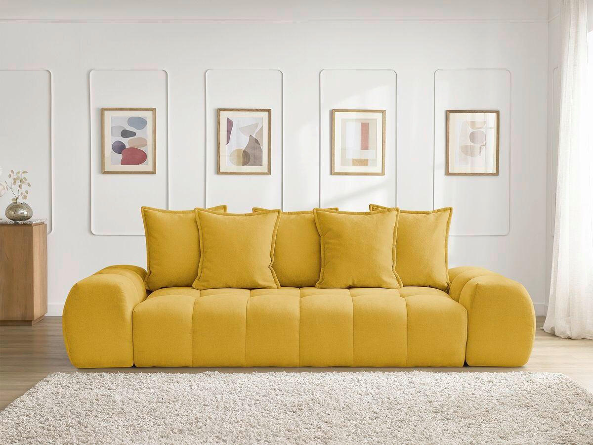 SCHLAFSOFA EVEREST  mit Rücken echt, Armteil links, Armteil rechts Struktur Gelb  - Gelb/Schwarz, MODERN, Kunststoff/Textil (278/115/90cm)