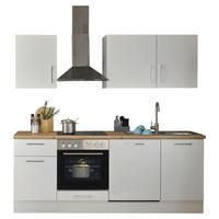 KÜCHENLEERBLOCK 220 cm   in Weiß, Eiche Artisan  - Chromfarben/Weiß, Trend, Holzwerkstoff/Metall (220cm) - MID.YOU