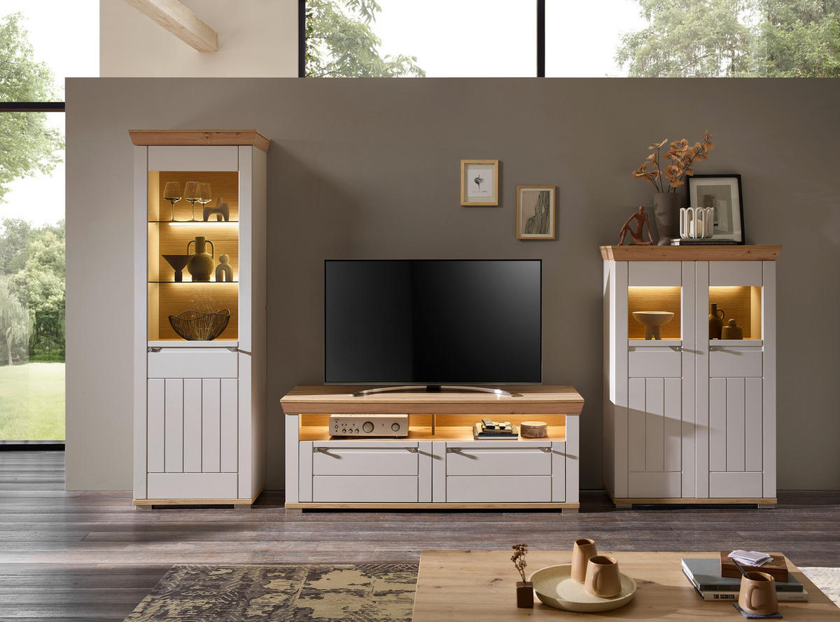 LOWBOARD Kaschmir, Eiche Artisan  165/61/53 cm  - Kaschmir/Eiche Artisan, Romantik / Landhaus, Holzwerkstoff/Kunststoff (165/61/53cm) - Landscape