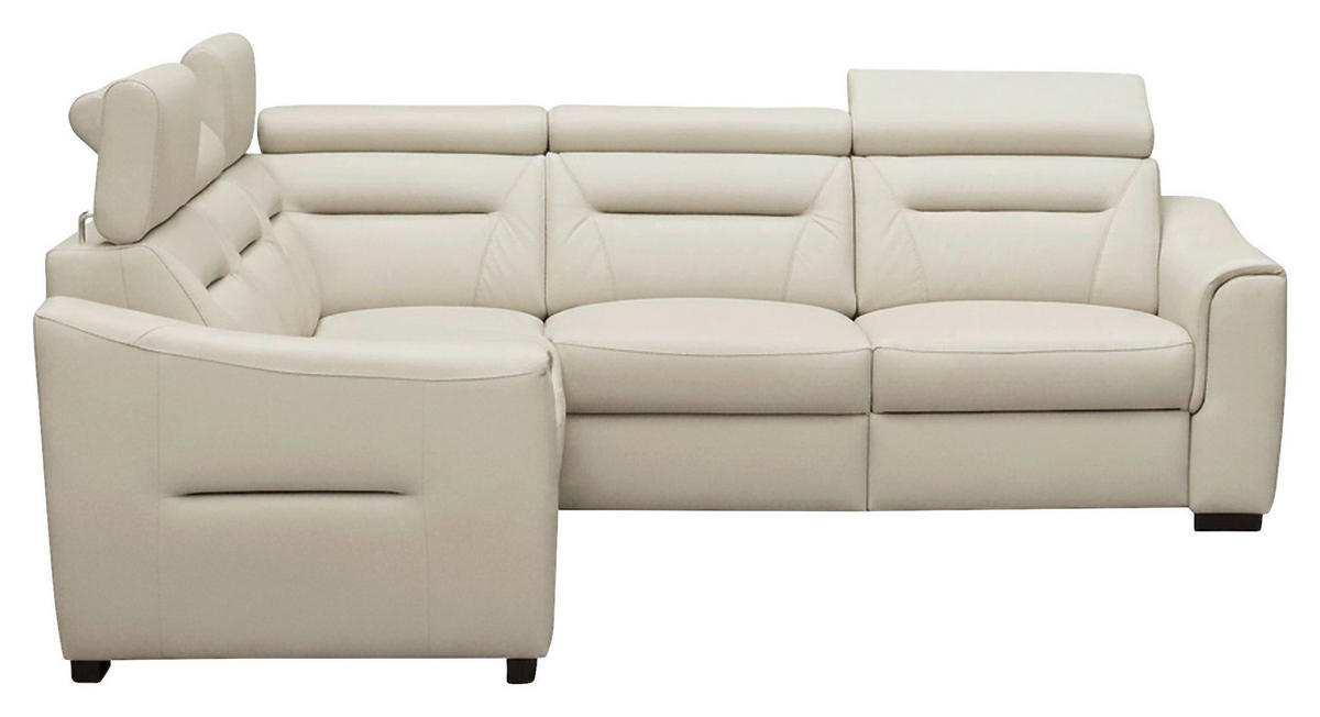 ECKSOFA Lederlook Echtleder Creme  - Wengefarben/Creme, Design, Leder/Holz (260/260cm) - Celina Home
