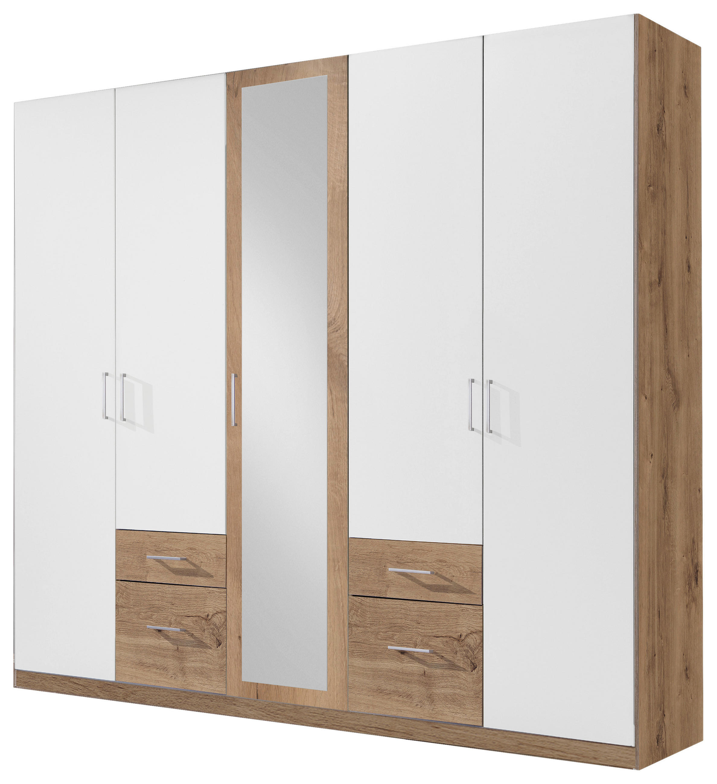 RUHÁSSZEKRÉNY fehér, tölgyfa színű  - tölgyfa színű/ezüstszínű, Design, műanyag/faalapú anyag (225/208/58cm) - Carryhome