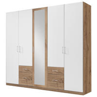 RUHÁSSZEKRÉNY fehér, tölgyfa színű  - tölgyfa színű/ezüstszínű, Design, műanyag/faalapú anyag (225/208/58cm) - Carryhome