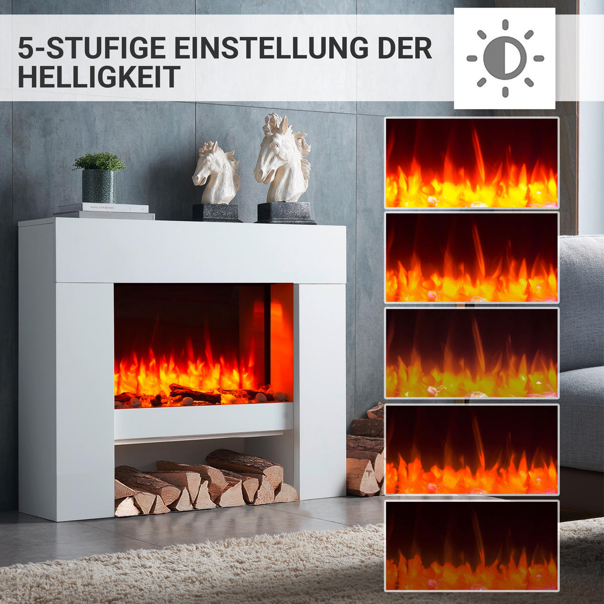 ELEKTROKAMIN - Weiß, Basics, Holzwerkstoff/Metall (100/83/28cm)