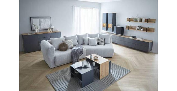 TV-ELEMENT Graphitfarben, Eiche Artisan  140/62/44 cm  - Schwarz/Graphitfarben, MODERN, Holzwerkstoff/Metall (140/62/44cm) - Hom`in