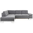 ECKSOFA in Webstoff Anthrazit  - Chromfarben/Anthrazit, Design, Textil/Metall (229/296cm) - Novel