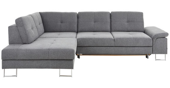 ECKSOFA in Webstoff Anthrazit  - Chromfarben/Anthrazit, Design, Textil/Metall (229/296cm) - Novel