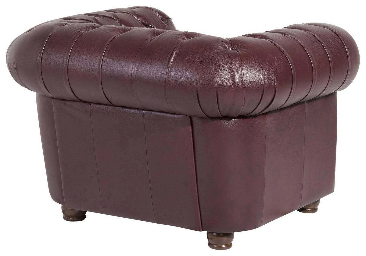 CHESTERFIELD-SITZGARNITUR in Echtleder Rot  - Rot/Nussbaumfarben, Design, Leder/Holz - Max Winzer