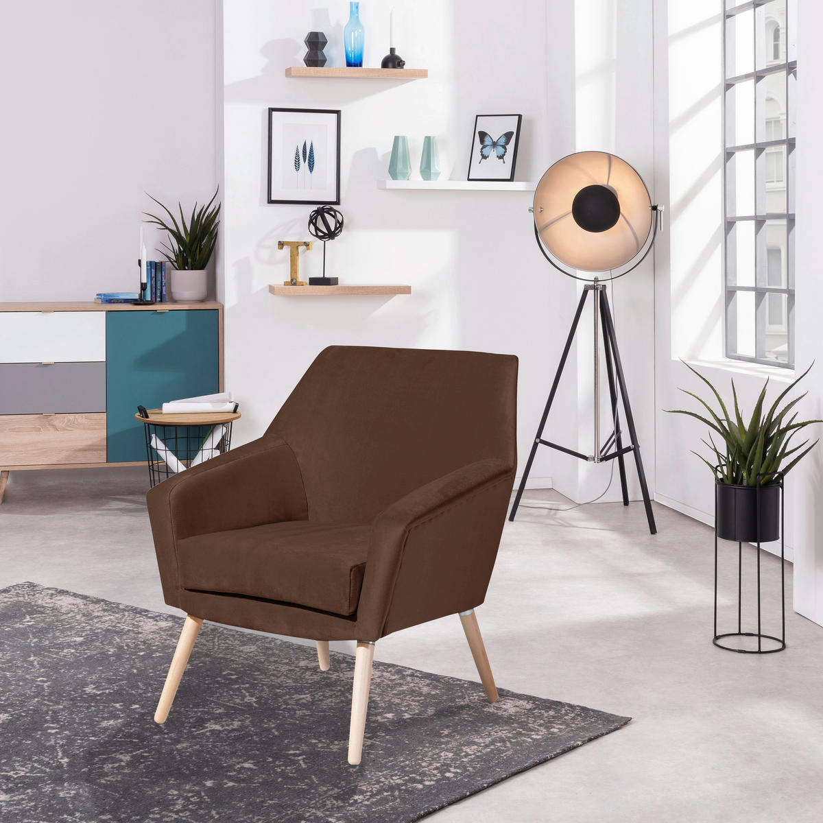 SESSEL Samt, Velours Braun, Buchefarben    - Buchefarben/Braun, Design, Holz/Textil (67/81/71cm) - Max Winzer
