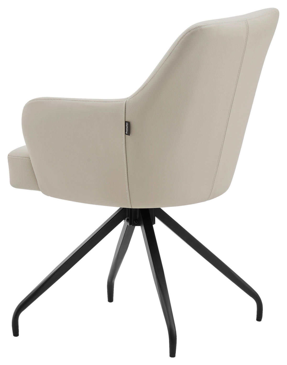 STOLICA S NASLONOM ZA RUKE  crna, bež  drvo, metal, koža      - bež/crna, Moderno, koža/drvo (57,5/83,5/63cm) - Livetastic