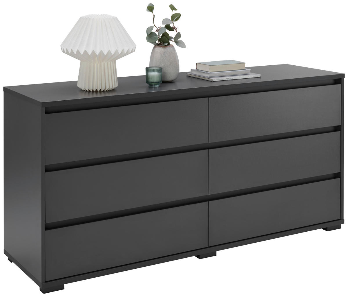 KOMODA, antracit  - antracit, Design, umetna masa/leseni material (160/79/48cm) - Carryhome