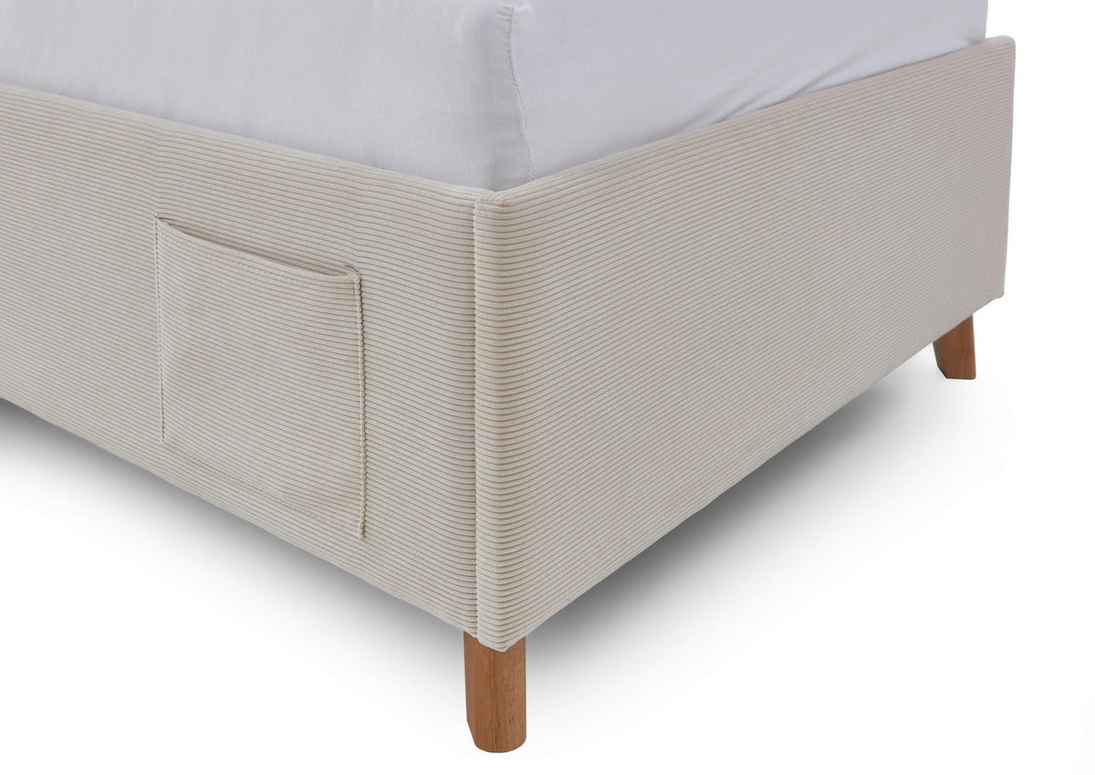 POLSTERBETT 90/200 cm  in Beige  - Eichefarben/Beige, KONVENTIONELL, Holz/Textil (90/200cm) - Stylife