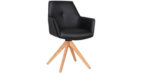 ARMLEHNSTUHL in Echtleder pigmentiert - Eichefarben/Schwarz, KONVENTIONELL, Leder/Holz (59,5/87,5/63cm) - Novel