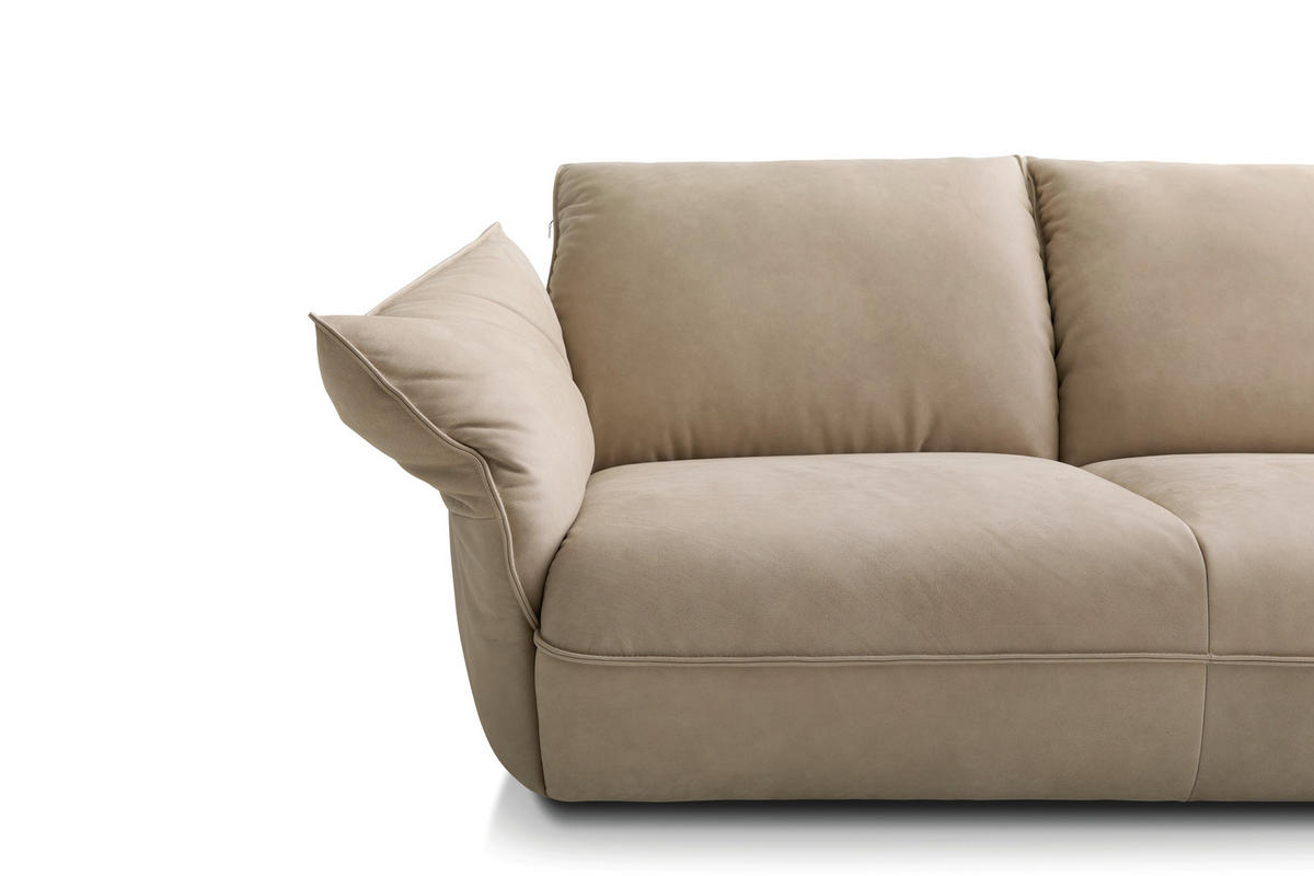 2,5-SITZER Beige Echtleder  - Beige/Schwarz, Design, Leder/Kunststoff (190/74-99/87-117cm) - Koinor