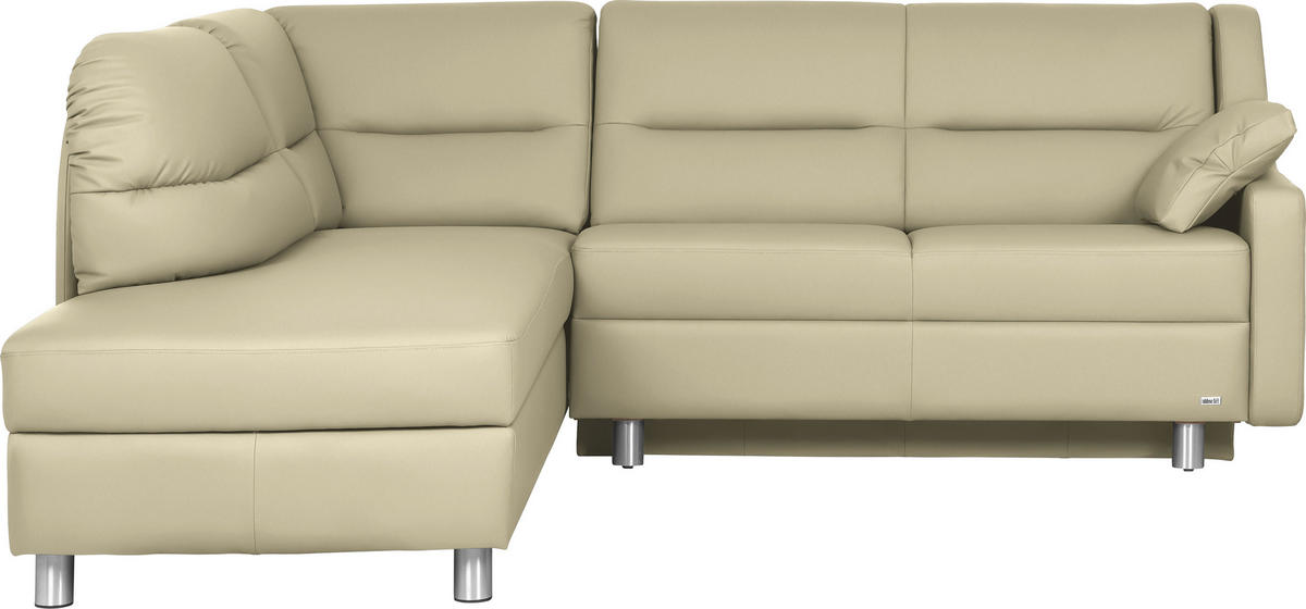 ECKSOFA in Echtleder Creme  208/226 cm  - Creme/Alufarben, KONVENTIONELL, Leder/Metall (208/226cm) - Sedda