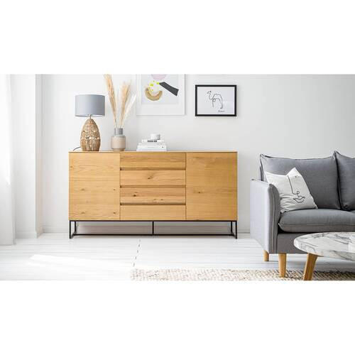 SIDEBOARD 165/86/40 cm  - svart/ekfärgad, Klassisk, metall/trämaterial (165/86/40cm) - home24
