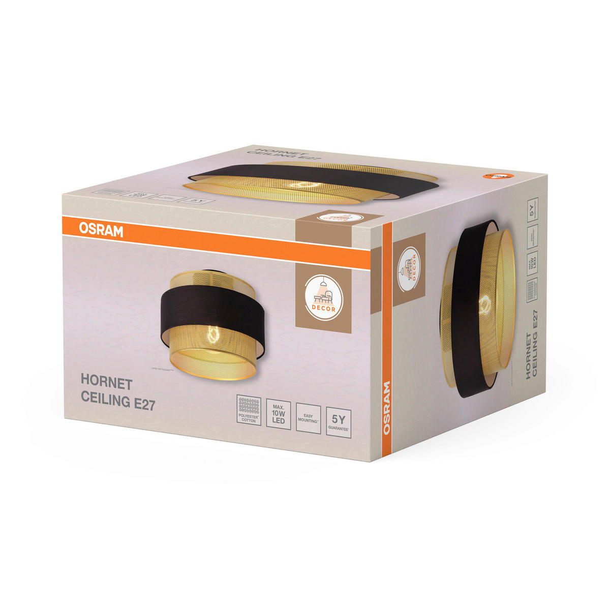 DECKENLEUCHTE 30/23 cm   - Goldfarben/Schwarz, KONVENTIONELL, Textil/Metall (30/23cm) - Osram