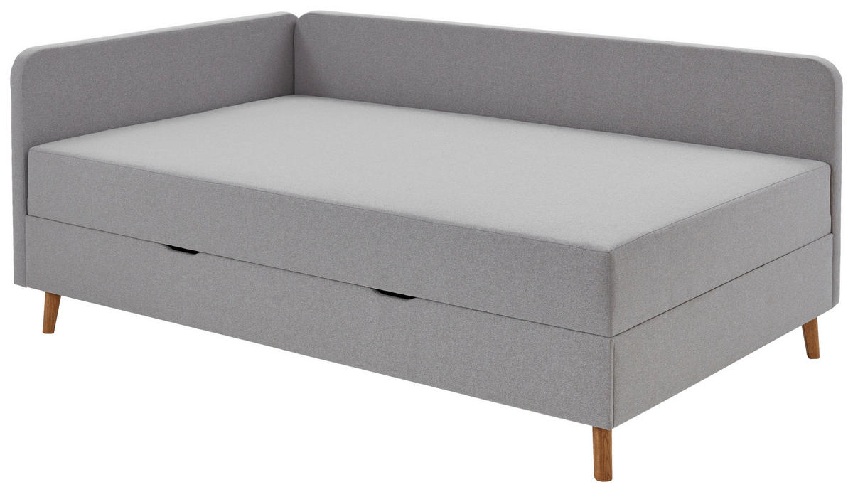 LIEGE Flachgewebe Hellgrau  - Eichefarben/Hellgrau, Design, Holz/Textil (90/200cm) - home24