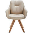 ARMLEHNSTUHL  in Webstoff Kombination Echtleder/Stoff pigmentiert  - Eiche Bianco/Beige, Design, Leder/Holz (62/90/65cm) - Waldwelt