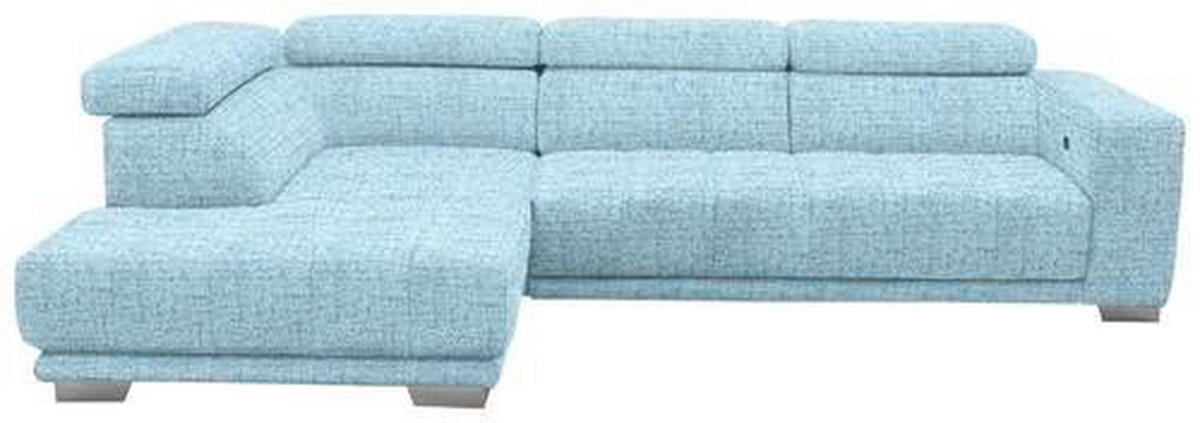 ECKSOFA in Chenille Blau, Hellblau  - Chromfarben/Blau, Design, Textil (207/301cm) - Xora