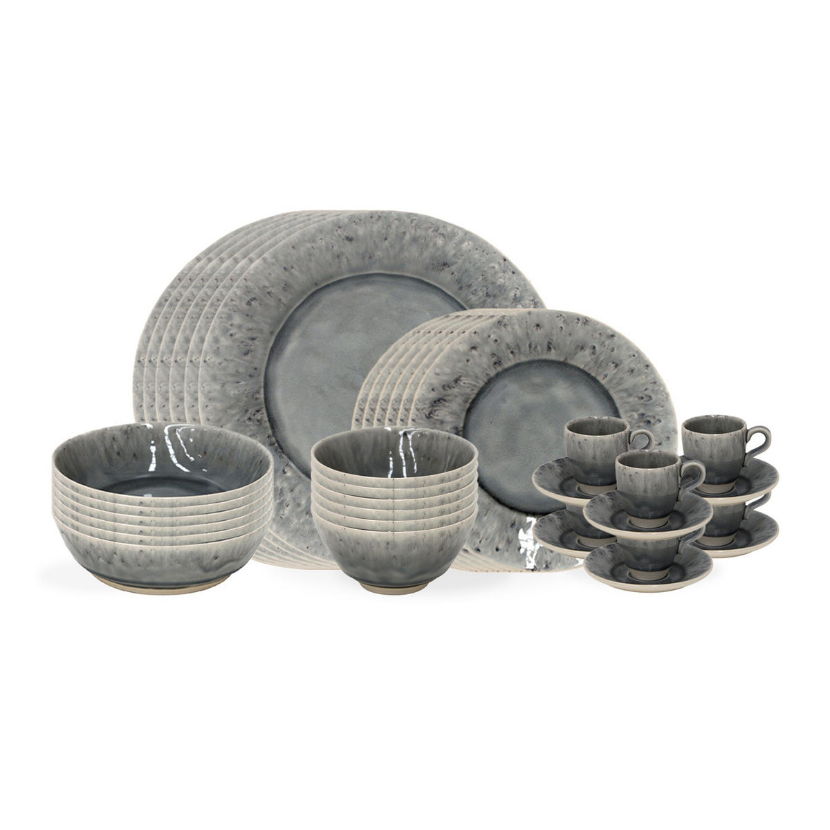 KOMBISERVICE Grau MADEIRA 30-teilig 6 Personen  - Grau, Basics, Keramik - Costa Nova