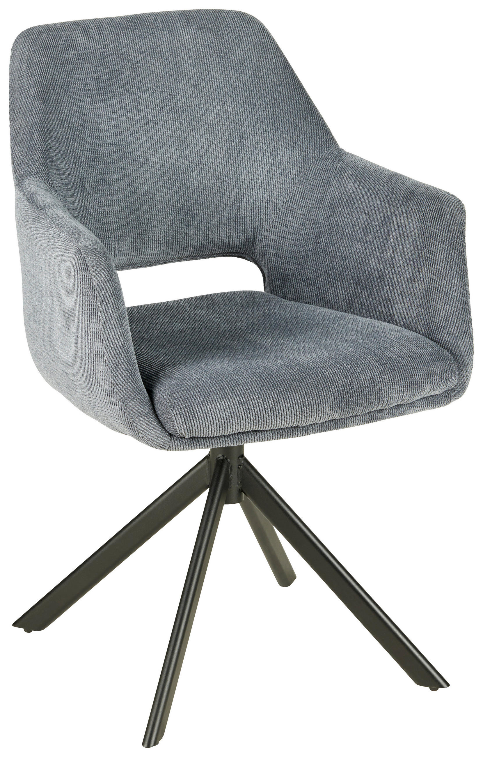 Novel ŽIDLE S PODRUČKAMI, železo, tkaná látka, černá, tmavě šedá