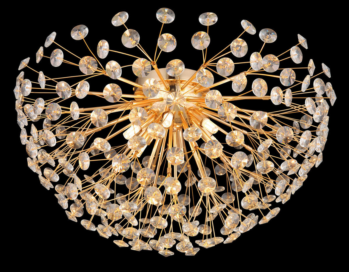 KRISTALL-DECKENLEUCHTE 60/32,5 cm   - Klar/Goldfarben, LIFESTYLE, Glas/Metall (60/32,5cm) - Globo