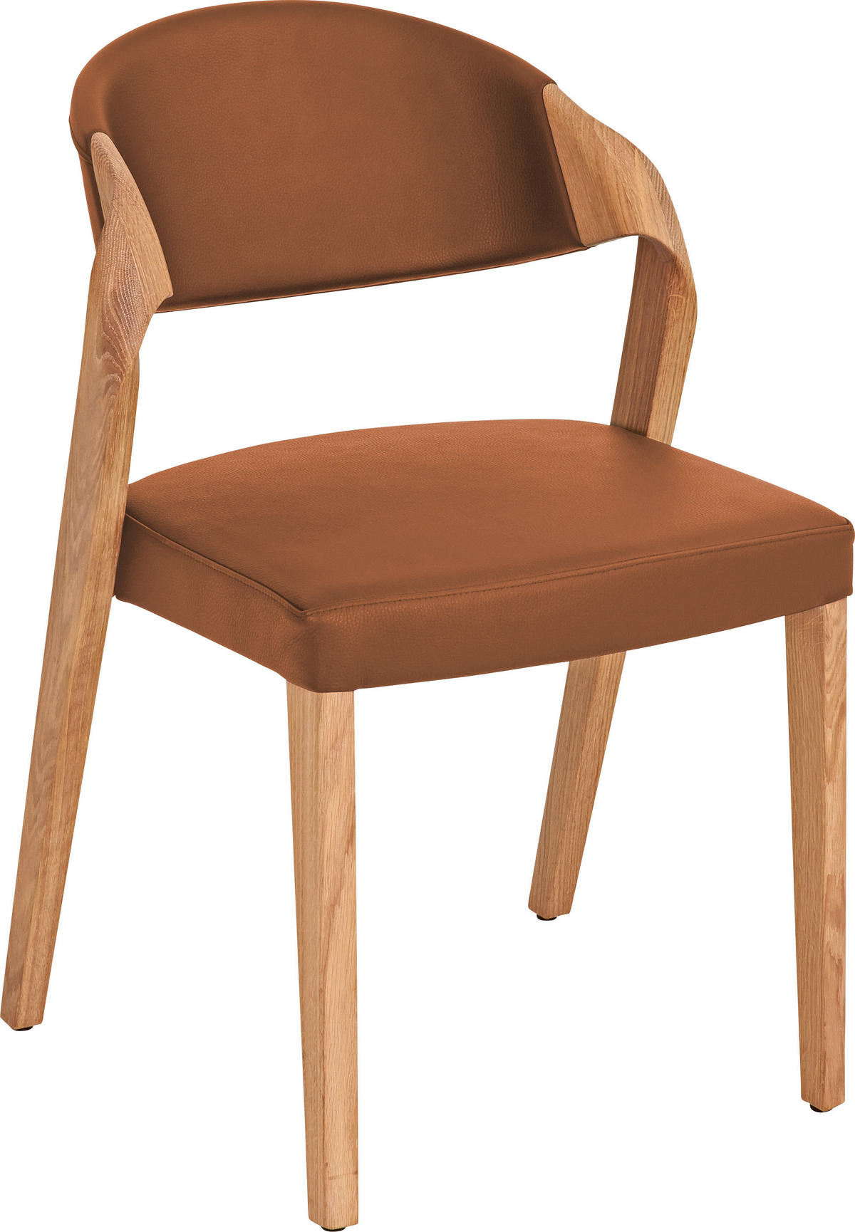 STUHL Echtleder Braun, Eichefarben Altholz, Eiche massiv  - Eichefarben/Braun, Natur, Leder/Holz (53/82/57cm) - Voglauer