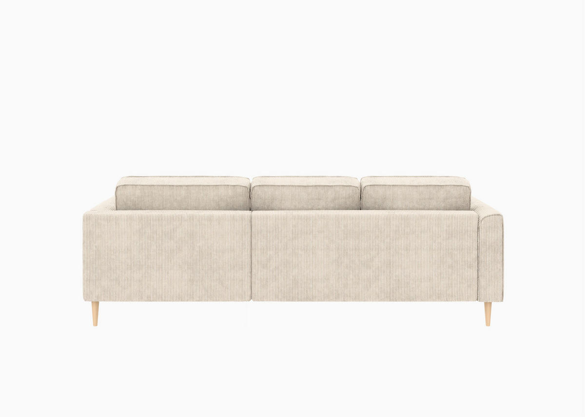 ECKSOFA Creme Cord  - Buchefarben/Creme, MODERN, Holz/Textil (232/161cm) - Trendmanufaktur