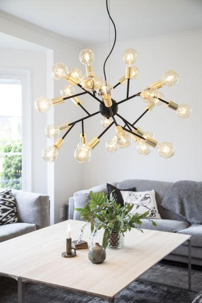 HÄNGELEUCHTE Hero Planfoud 80/145 cm   - Messingfarben/Schwarz, LIFESTYLE, Metall (80/145cm) - By Rydéns