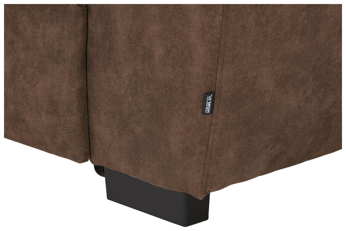 ECKSOFA Braun Lederlook  - Schwarz/Braun, Design, Kunststoff/Textil (230/263cm) - Hom`in
