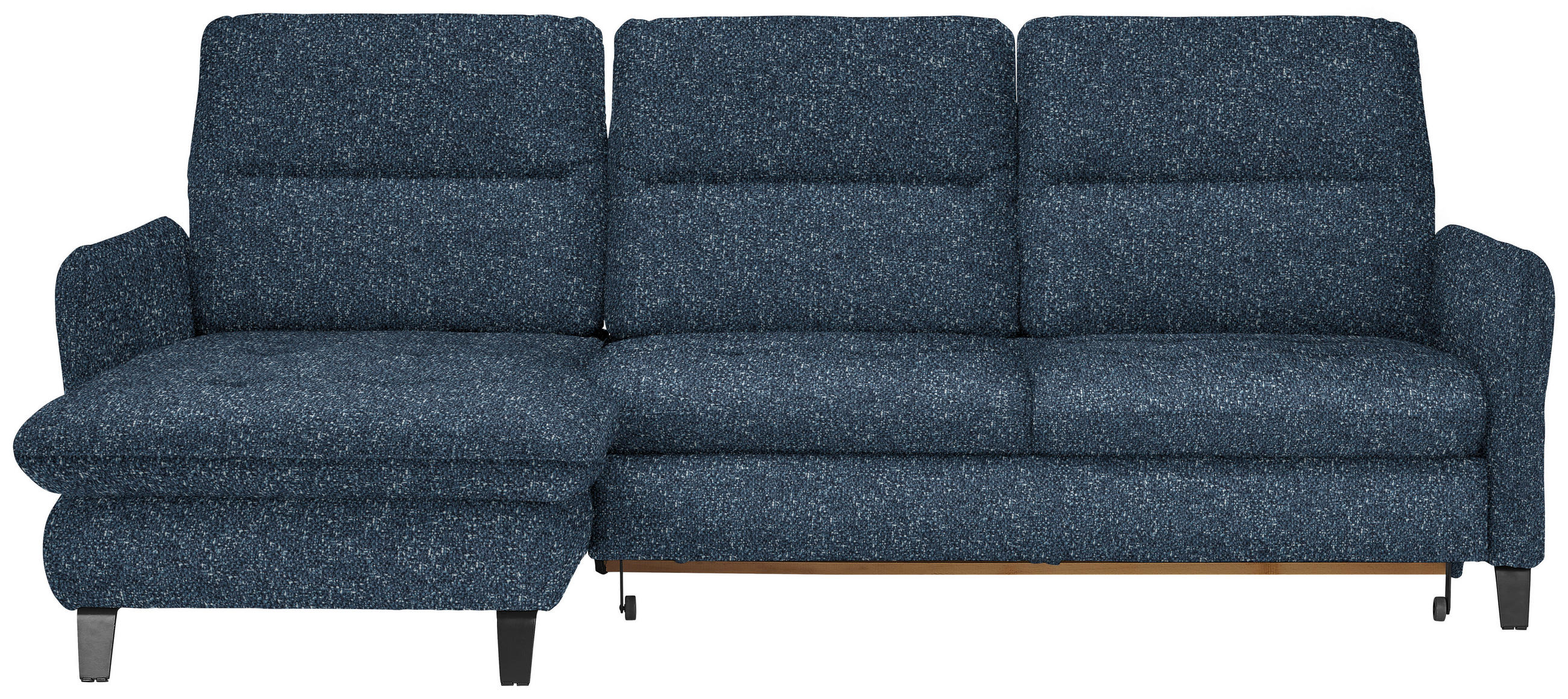 ECKSOFA Blau Plüsch  - Blau/Schwarz, KONVENTIONELL, Textil/Metall (190/254cm) - Livetastic