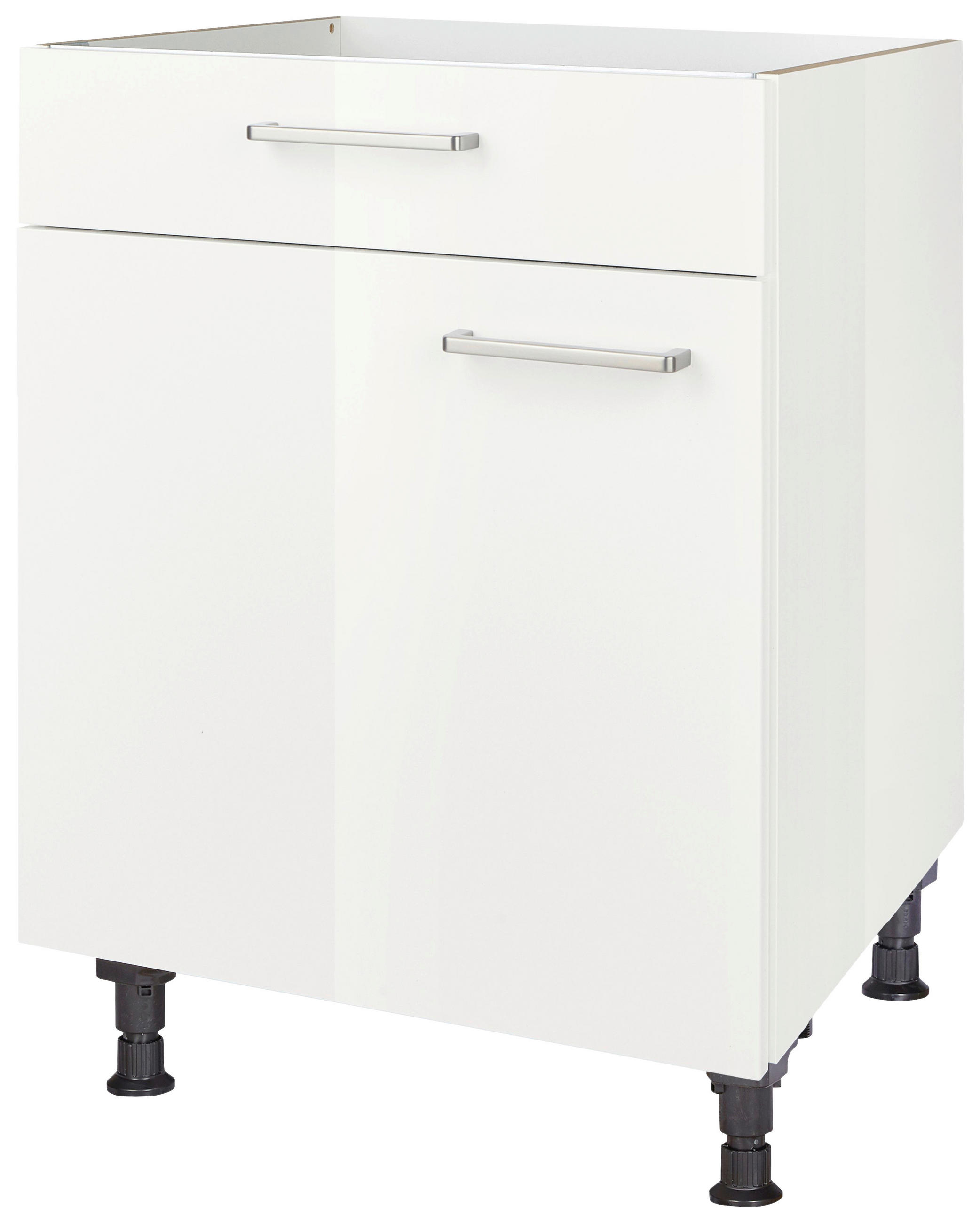 KOCHFELDUMBAUSCHRANK 60/87/56 cm  in Weiß Hochglanz  - Edelstahlfarben/Weiß Hochglanz, MODERN, Holzwerkstoff/Metall (60/87/56cm) - Nobilia