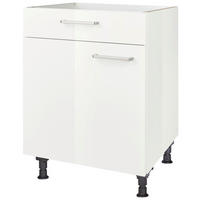 KOCHFELDUMBAUSCHRANK 60/87/56 cm  in Weiß Hochglanz  - Edelstahlfarben/Weiß Hochglanz, MODERN, Holzwerkstoff/Metall (60/87/56cm) - Nobilia